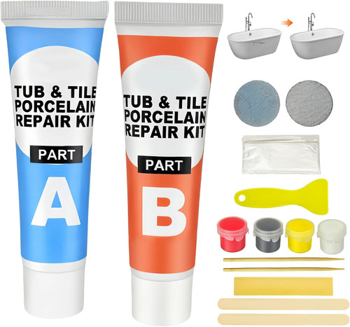 White bath repair - kit,, ceramic